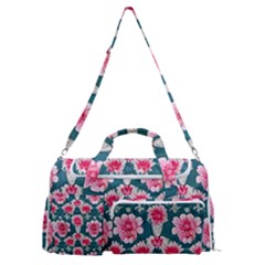 Retro 1880s Flowers Pattern 22 Sports Gym Duffle Bag With Shoe Compartment