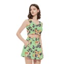 Retro 1880s Flowers Pattern 24 Women s Crop Top Pleated Skater Rave Skirt View3