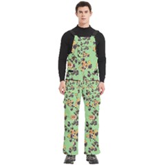 Retro 1880s Flowers Pattern 24 Men s Side Zip Front Pouch Ski And Snowboard Bib Pants	