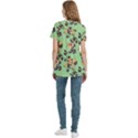 Retro 1880s Flowers Pattern 24 Women s Zip Front V-Neck Short Sleeve Casual Top Pocket Shirt View4
