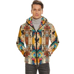 Men s Urban Art Patterned Hooded Jacket - Vibrant Abstract Streetwear 
