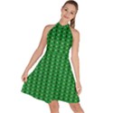 Green Christmas Tree Pattern Background Sleeveless Halter Neck A-Line Dress View1