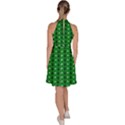 Green Christmas Tree Pattern Background Sleeveless Halter Neck A-Line Dress View4