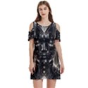 Robotics Robot Technology Future Women s Cold Shoulder Round Neck Mini Dress View1