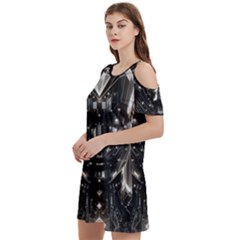 Robotics Robot Technology Future Women s Cold Shoulder Round Neck Mini Dress