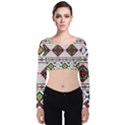 Ukrainian Folk Seamless Pattern Ethnic Ornament Border Element Traditional Velvet Long Sleeve Crop Top View1