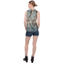 Dreamy Nature Motif High Neck Satin Top View2