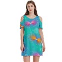 Christmas Pattern Women s Cold Shoulder Round Neck Mini Dress View1