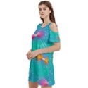 Christmas Pattern Women s Cold Shoulder Round Neck Mini Dress View2