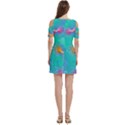 Christmas Pattern Women s Cold Shoulder Round Neck Mini Dress View4