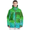3d Leaves Texture Sheet Blue Green Men s Multi Pockets Zip Ski and Snowboard Waterproof Breathable Jacket View1