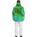 3d Leaves Texture Sheet Blue Green Men s Multi Pockets Zip Ski and Snowboard Waterproof Breathable Jacket View4