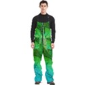 3d Leaves Texture Sheet Blue Green Men s Front Zip Ski And Snowboard Bib Pants View1
