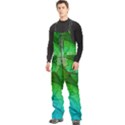 3d Leaves Texture Sheet Blue Green Men s Front Zip Ski And Snowboard Bib Pants View2