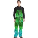3d Leaves Texture Sheet Blue Green Men s Front Zip Ski And Snowboard Bib Pants View3