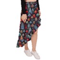 Vintage Style Christmas Decoration Pattern Motif Asymmetrical Ruffle Hem Skirt  View3