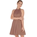 Mocha Mousse Hex Code #a47864 Sleeveless Halter Neck A-Line Dress View2