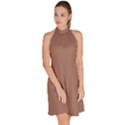 Mocha Mousse Hex Code #a47864 Sleeveless Halter Neck A-Line Dress View3