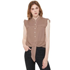 Mocha Mousse Hex Code #a47864 Frill Detail Shirt