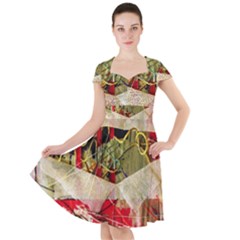 Collage Cap Sleeve Midi Dress With Pockets