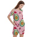 Avo Merry Christmas, Candies, Candy Cane Women s Cold Shoulder Round Neck Mini Dress View3