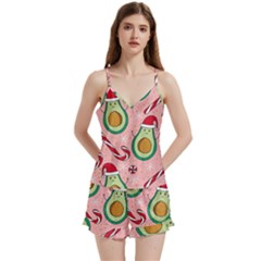 Avo Merry Christmas, Candies, Candy Cane V-neck Satin Loungewear Set