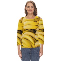 Bananas, Macro, Fruits, Ripe Bananas Cut Out Wide Sleeve Top