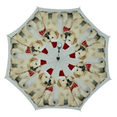 Christmas Puppies, Santa, Craciun, Christmas, Funny, Hat, Puppy, Red Automatic Folding Umbrella With Case (medium)