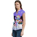 Let s Have Fun With Snowmen Women s Cap Sleeve Mandarin Collar Waist Tie Blouse View2