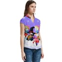 Let s Have Fun With Snowmen Women s Cap Sleeve Mandarin Collar Waist Tie Blouse View3