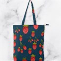 Strawberry Texture, Blue Background With Strawberries Double Zip Up Tote Bag View1