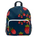Strawberry Texture, Blue Background With Strawberries Kids  Age 5-10 Lightweight School Backpack with Side Pockets View1