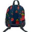 Strawberry Texture, Blue Background With Strawberries Kids  Age 5-10 Lightweight School Backpack with Side Pockets View2