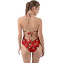 Strawberry Texture, Macro, Ripe Strawberry Halter Cut-Out One Piece Swimsuit View2