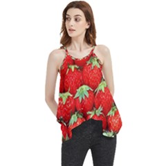 Strawberry Texture, Macro, Ripe Strawberry Flowy Camisole Tank Top