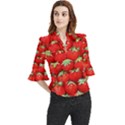 Strawberry Texture, Macro, Ripe Strawberry Loose Horn Sleeve Chiffon Blouse View1