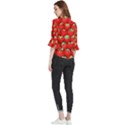 Strawberry Texture, Macro, Ripe Strawberry Loose Horn Sleeve Chiffon Blouse View2