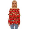 Strawberry Texture, Macro, Ripe Strawberry Off Shoulder Chiffon Pocket Shirt View1