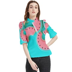 Watermelon, Fruit Frill Neck Blouse