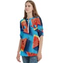Watermelons, Fruits Women s Zip Front V-Neck 3/4 Sleeve Casual Top Pocket Shirt View2