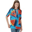 Watermelons, Fruits Women s Zip Front V-Neck 3/4 Sleeve Casual Top Pocket Shirt View3