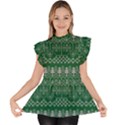 Christmas Knit Digital Ruffle Collar Short Sleeve Chiffon Top View1
