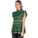 Christmas Knit Digital Ruffle Collar Short Sleeve Chiffon Top View2