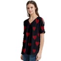Small Cute Hearts  V-Neck Split Shoulder Casual T-Shirt View2