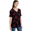 Small Cute Hearts  V-Neck Split Shoulder Casual T-Shirt View3