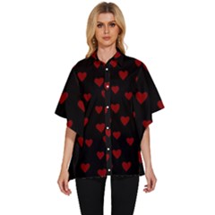 Small Cute Hearts  Women s Batwing Button Up Shirt