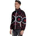Red Shapes Mandala   Men s High Neck Windbreaker View2