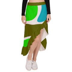 Geometric Bricks    Asymmetrical Ruffle Hem Skirt 