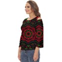 Purple, Blue And Pink Eyes Abstract Forms Geometric Cut Out Wide Sleeve Top View2