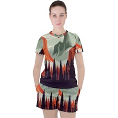 Mountains Women s T-shirt And Shorts Set